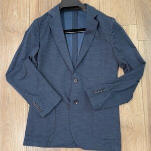 Nordstrom Blazer Unstructured 2 Button Blue Rayon Blend Mens S Extra Trim Fit
